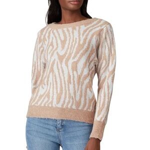 Rebecca Taylor NYC Merino Wool Tiger Stripe Sweater Camel Zebra Print